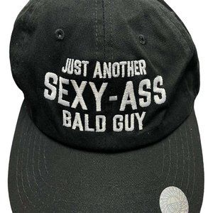Just Another Sexy Bald Guy Hat Embroidered Cap Black Adult One-Size Black White